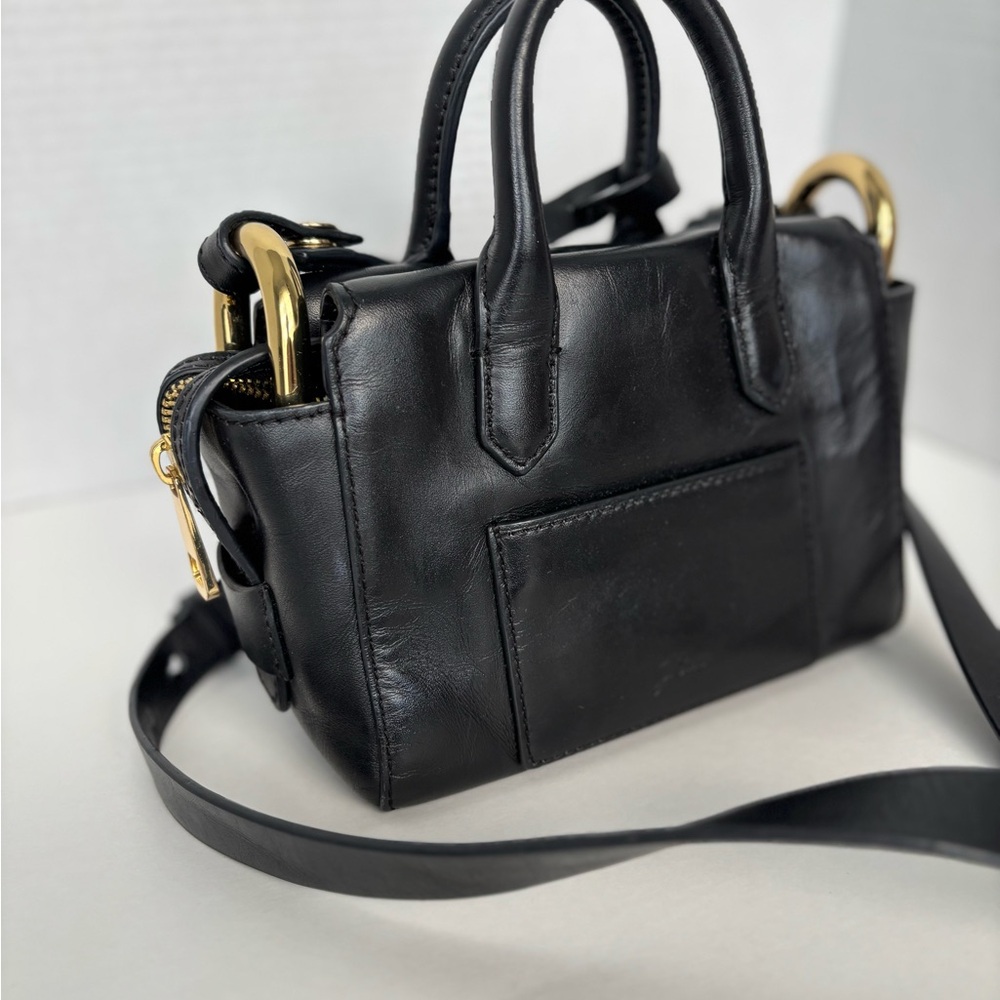 J. Crew Black Leather Harper Mini Satchel Crossbody